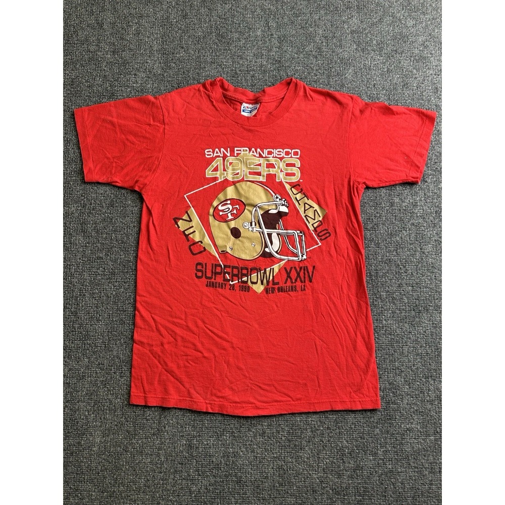 Womens Vintage 1990 San Francisco 49ers Super Bowl XXIV T Shirt USA, Size M